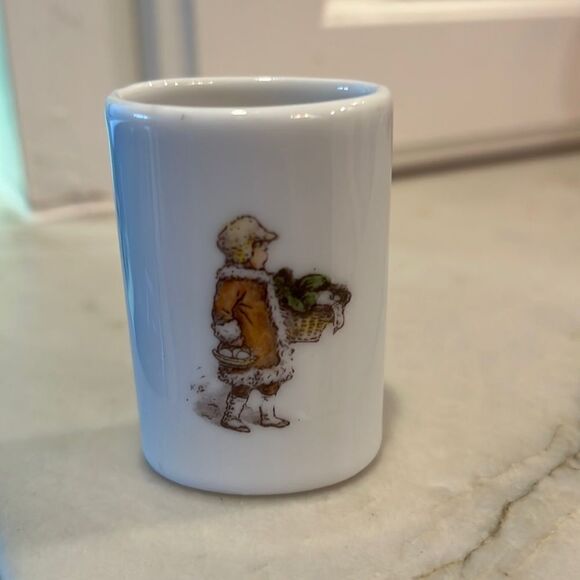 Other - Antique Porcelain Toothpick or Match Holder Boy w/ Bird